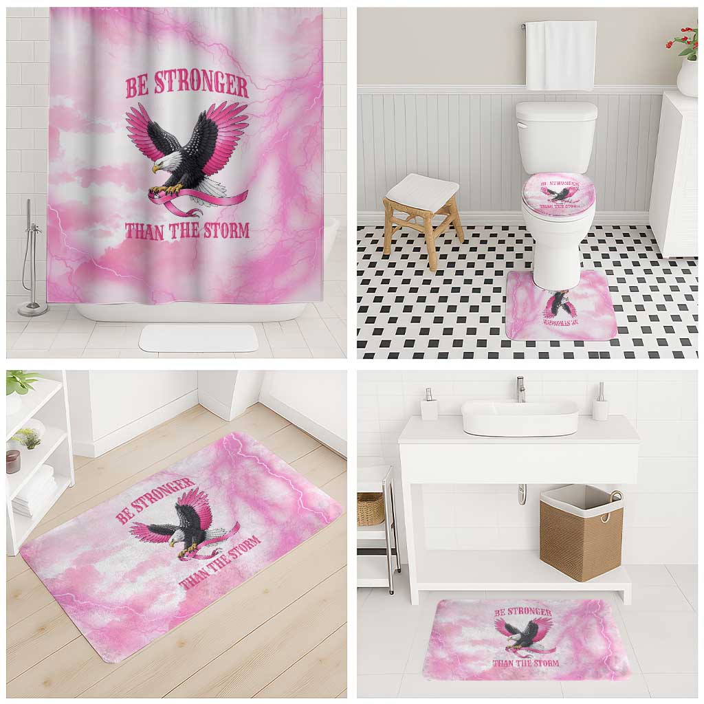 Pink Ribbon American Eagle Bathroom Set Breast Cancer Awareness - Be Stronger Than The Storm