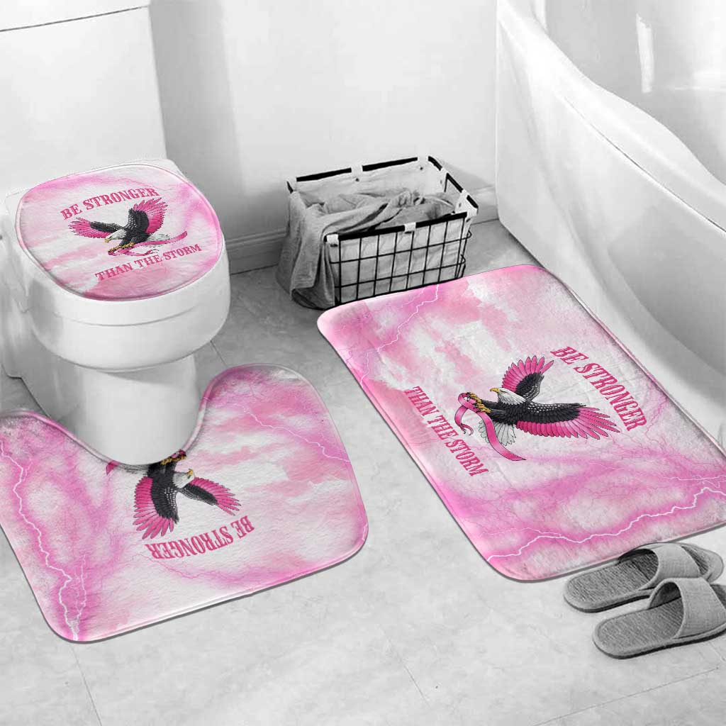 Pink Ribbon American Eagle Bathroom Set Breast Cancer Awareness - Be Stronger Than The Storm