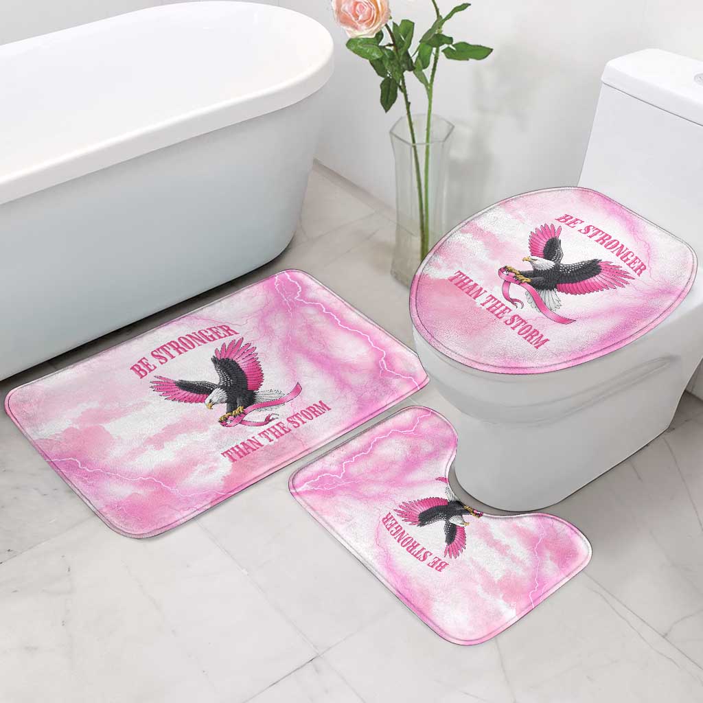 Pink Ribbon American Eagle Bathroom Set Breast Cancer Awareness - Be Stronger Than The Storm