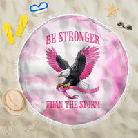 Pink Ribbon American Eagle Beach Blanket Breast Cancer Awareness - Be Stronger Than The Storm