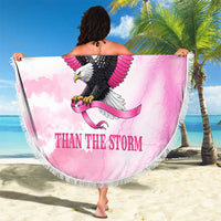 Pink Ribbon American Eagle Beach Blanket Breast Cancer Awareness - Be Stronger Than The Storm