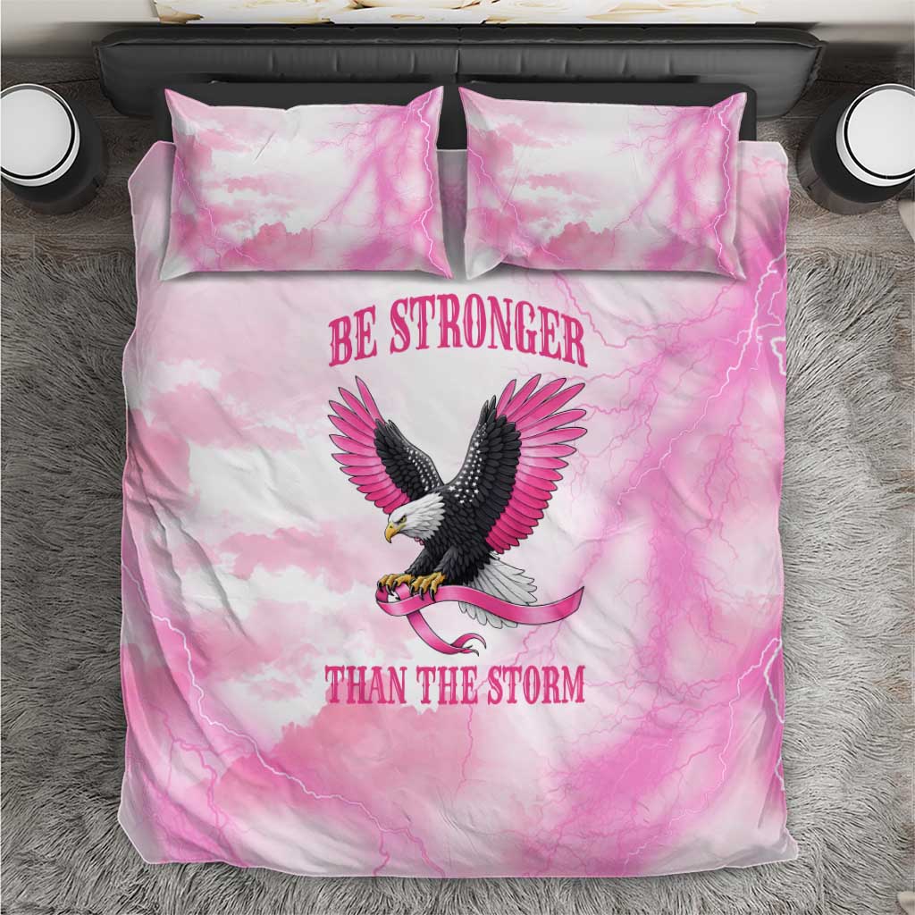 Pink Ribbon American Eagle Bedding Set Breast Cancer Awareness - Be Stronger Than The Storm