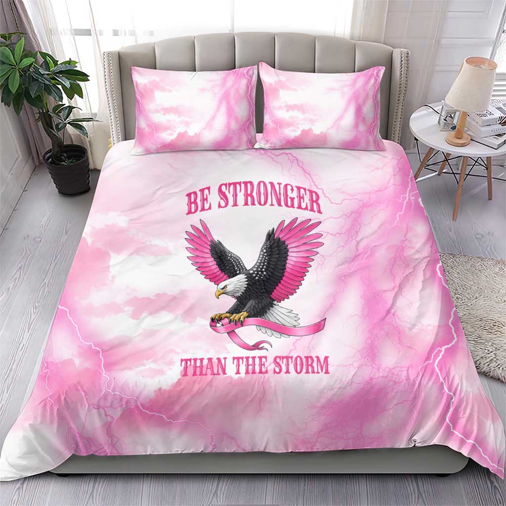 Pink Ribbon American Eagle Bedding Set Breast Cancer Awareness - Be Stronger Than The Storm