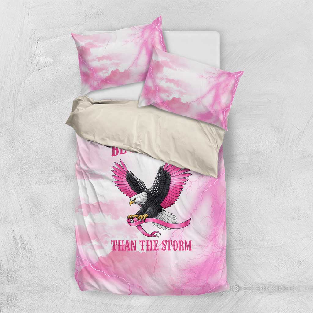 Pink Ribbon American Eagle Bedding Set Breast Cancer Awareness - Be Stronger Than The Storm