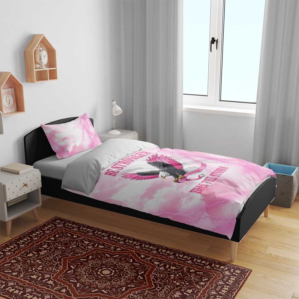Pink Ribbon American Eagle Bedding Set Breast Cancer Awareness - Be Stronger Than The Storm