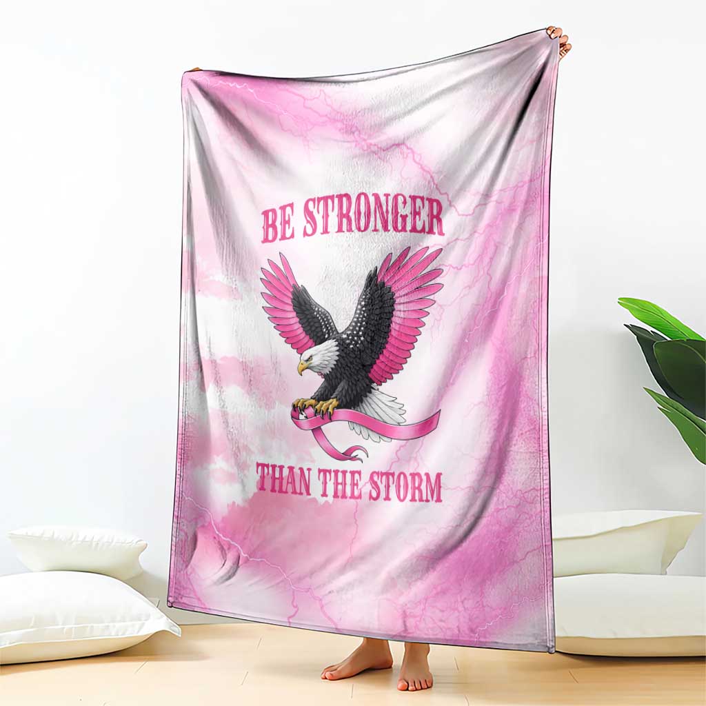 Pink Ribbon American Eagle Blanket Breast Cancer Awareness - Be Stronger Than The Storm