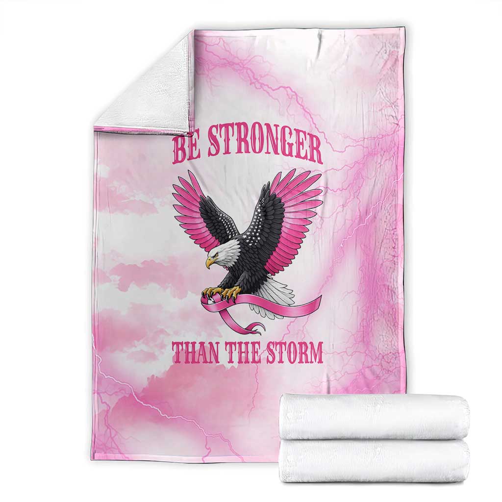 Pink Ribbon American Eagle Blanket Breast Cancer Awareness - Be Stronger Than The Storm