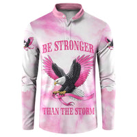 Pink Ribbon American Eagle Button Sweatshirt Breast Cancer Awareness - Be Stronger Than The Storm