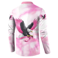 Pink Ribbon American Eagle Button Sweatshirt Breast Cancer Awareness - Be Stronger Than The Storm