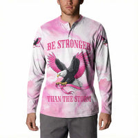 Pink Ribbon American Eagle Button Sweatshirt Breast Cancer Awareness - Be Stronger Than The Storm