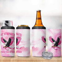 Pink Ribbon American Eagle 4 in 1 Can Cooler Tumbler Breast Cancer Awareness - Be Stronger Than The Storm