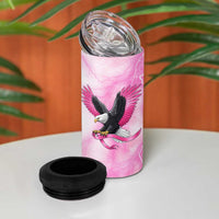 Pink Ribbon American Eagle 4 in 1 Can Cooler Tumbler Breast Cancer Awareness - Be Stronger Than The Storm