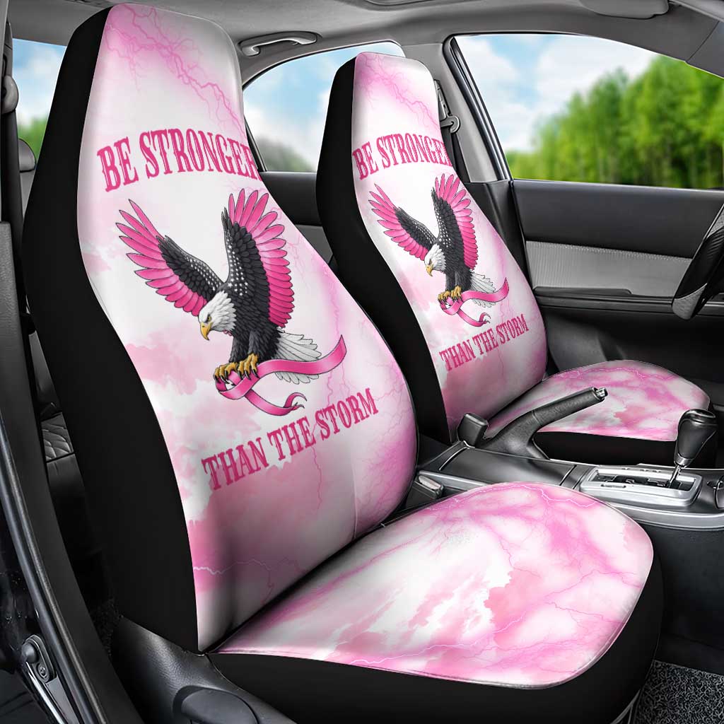 Pink Ribbon American Eagle Car Seat Cover Breast Cancer Awareness - Be Stronger Than The Storm