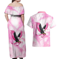 Pink Ribbon American Eagle Couples Matching Off Shoulder Maxi Dress and Hawaiian Shirt Breast Cancer Awareness - Be Stronger Than The Storm