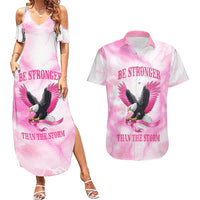 Pink Ribbon American Eagle Couples Matching Summer Maxi Dress and Hawaiian Shirt Breast Cancer Awareness - Be Stronger Than The Storm