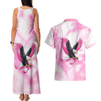 Pink Ribbon American Eagle Couples Matching Tank Maxi Dress and Hawaiian Shirt Breast Cancer Awareness - Be Stronger Than The Storm