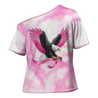 Pink Ribbon American Eagle Cross Shoulder Shirt Breast Cancer Awareness - Be Stronger Than The Storm