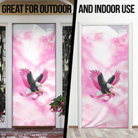Pink Ribbon American Eagle Door Cover Breast Cancer Awareness - Be Stronger Than The Storm