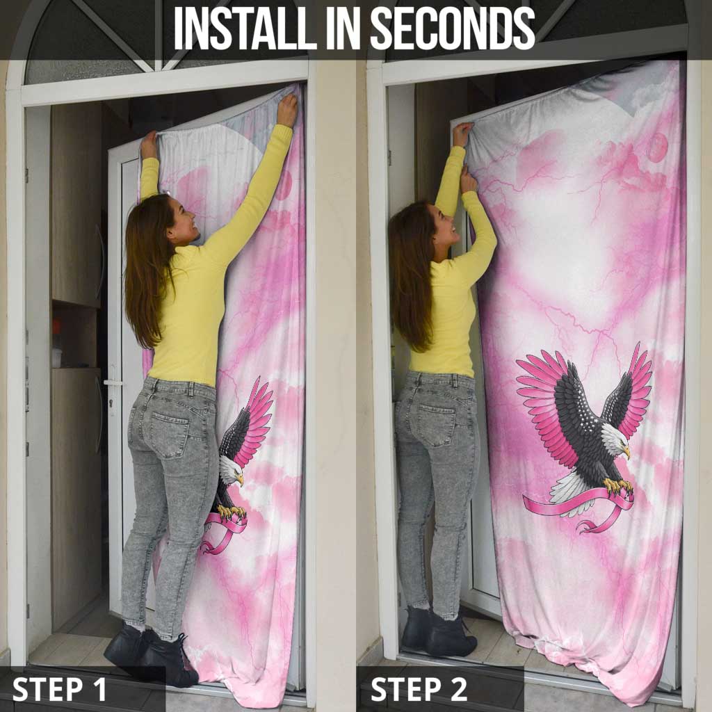 Pink Ribbon American Eagle Door Cover Breast Cancer Awareness - Be Stronger Than The Storm