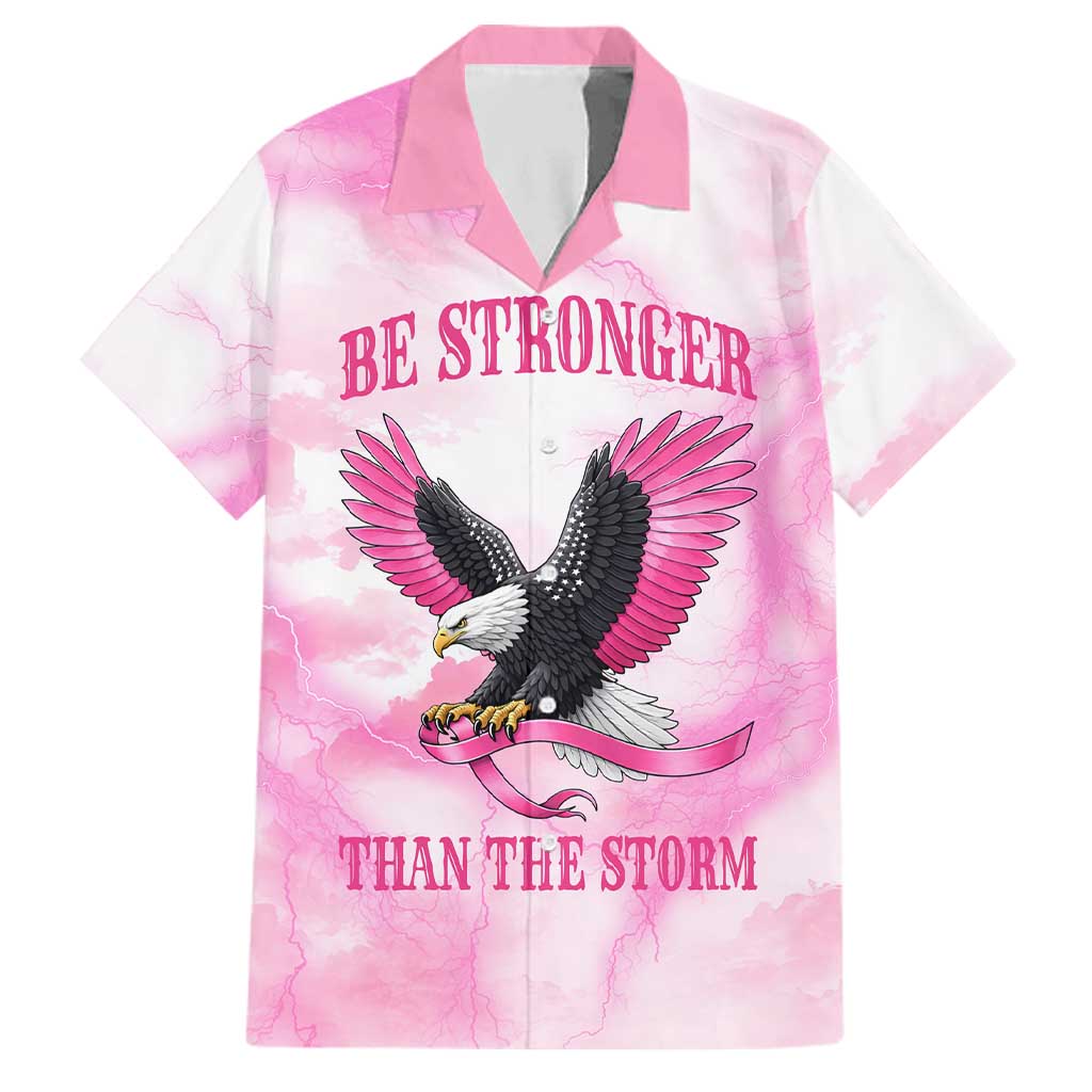 Pink Ribbon American Eagle Family Matching Off The Shoulder Long Sleeve Dress and Hawaiian Shirt Breast Cancer Awareness - Be Stronger Than The Storm