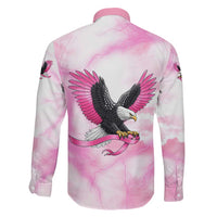 Pink Ribbon American Eagle Family Matching Off The Shoulder Long Sleeve Dress and Hawaiian Shirt Breast Cancer Awareness - Be Stronger Than The Storm