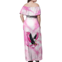 Pink Ribbon American Eagle Family Matching Off Shoulder Maxi Dress and Hawaiian Shirt Breast Cancer Awareness - Be Stronger Than The Storm