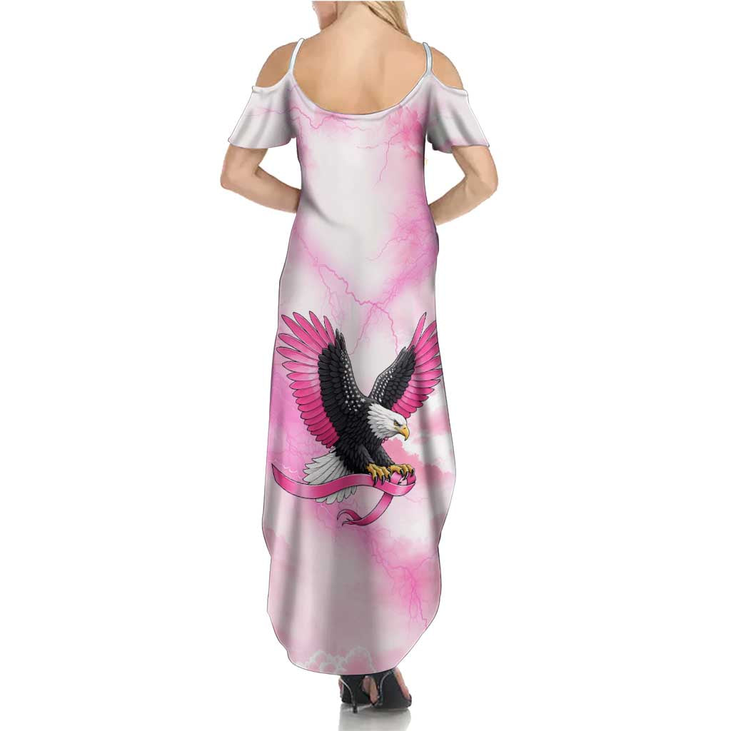 Pink Ribbon American Eagle Family Matching Summer Maxi Dress and Hawaiian Shirt Breast Cancer Awareness - Be Stronger Than The Storm