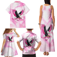 Pink Ribbon American Eagle Family Matching Tank Maxi Dress and Hawaiian Shirt Breast Cancer Awareness - Be Stronger Than The Storm