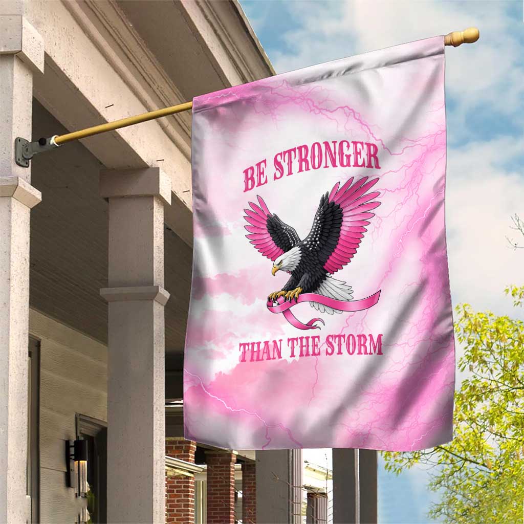 Pink Ribbon American Eagle Garden Flag Breast Cancer Awareness - Be Stronger Than The Storm