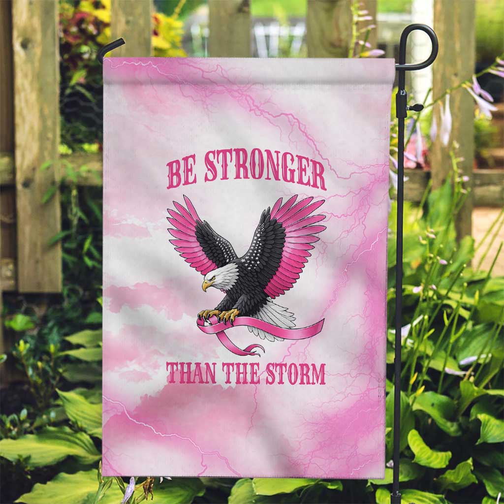 Pink Ribbon American Eagle Garden Flag Breast Cancer Awareness - Be Stronger Than The Storm