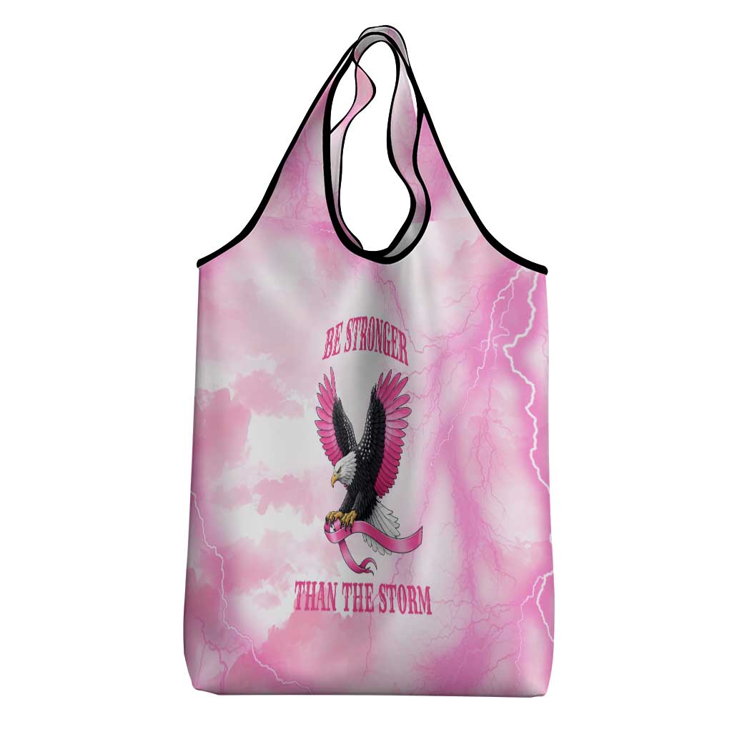 Pink Ribbon American Eagle Grocery Bag Breast Cancer Awareness - Be Stronger Than The Storm