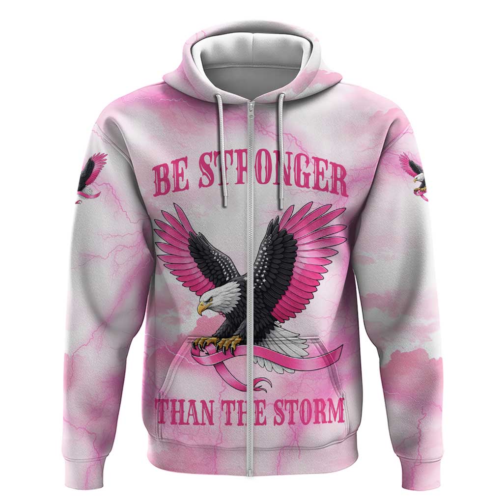 Pink Ribbon American Eagle Hoodie Breast Cancer Awareness - Be Stronger Than The Storm