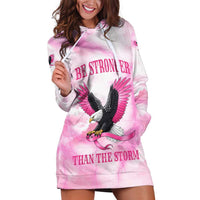 Pink Ribbon American Eagle Hoodie Dress Breast Cancer Awareness - Be Stronger Than The Storm