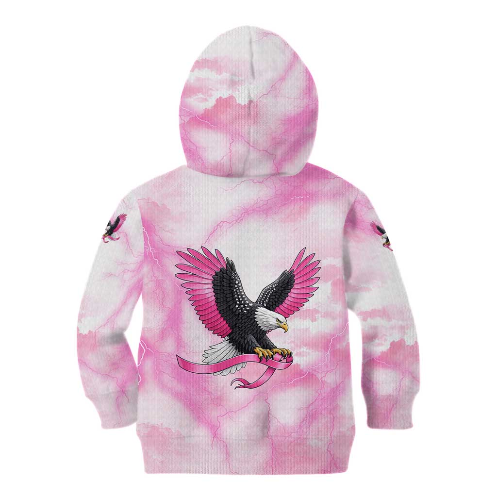 Pink Ribbon American Eagle Kid Hoodie Breast Cancer Awareness - Be Stronger Than The Storm
