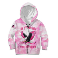 Pink Ribbon American Eagle Kid Hoodie Breast Cancer Awareness - Be Stronger Than The Storm