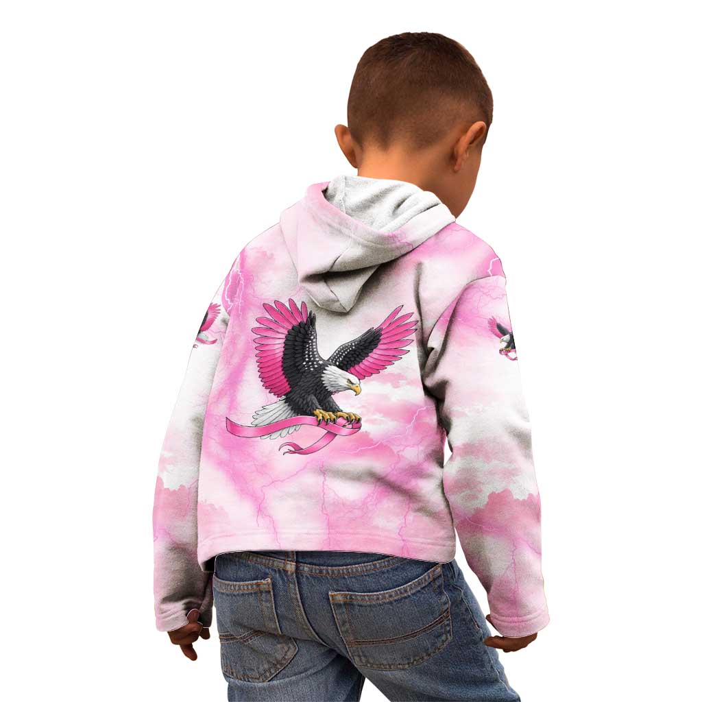 Pink Ribbon American Eagle Kid Hoodie Breast Cancer Awareness - Be Stronger Than The Storm