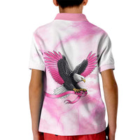 Pink Ribbon American Eagle Kid Polo Shirt Breast Cancer Awareness - Be Stronger Than The Storm