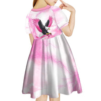 Pink Ribbon American Eagle Kid Short Sleeve Dress Breast Cancer Awareness - Be Stronger Than The Storm