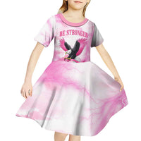 Pink Ribbon American Eagle Kid Short Sleeve Dress Breast Cancer Awareness - Be Stronger Than The Storm