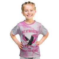 Pink Ribbon American Eagle Kid T Shirt Breast Cancer Awareness - Be Stronger Than The Storm