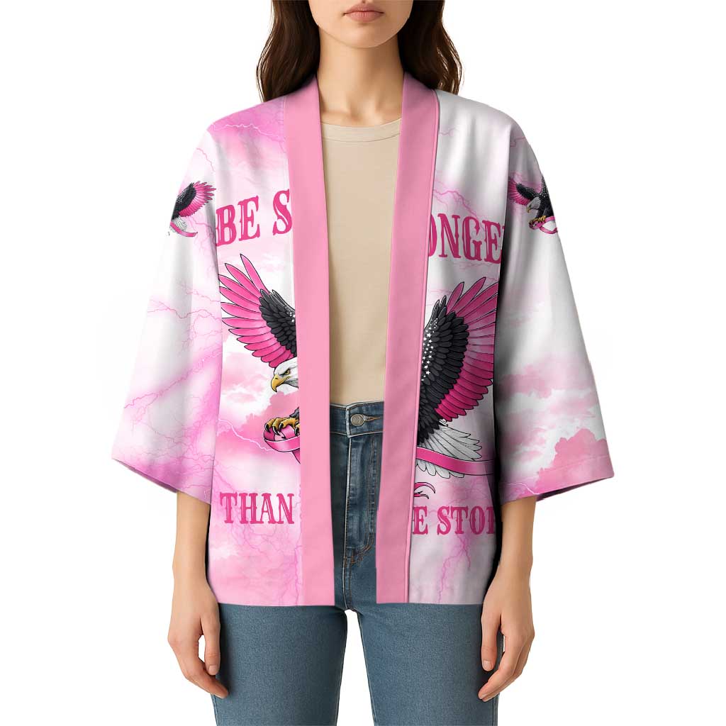 Pink Ribbon American Eagle Kimono Breast Cancer Awareness - Be Stronger Than The Storm
