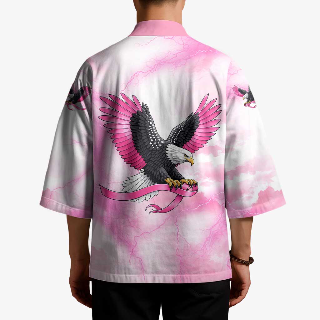Pink Ribbon American Eagle Kimono Breast Cancer Awareness - Be Stronger Than The Storm
