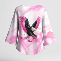 Pink Ribbon American Eagle Kimono Sleeve Blouse Breast Cancer Awareness - Be Stronger Than The Storm