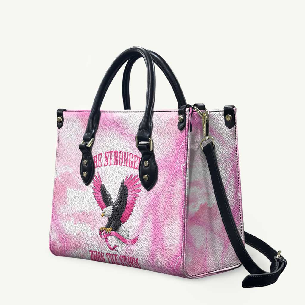 Pink Ribbon American Eagle Leather Bag Breast Cancer Awareness - Be Stronger Than The Storm