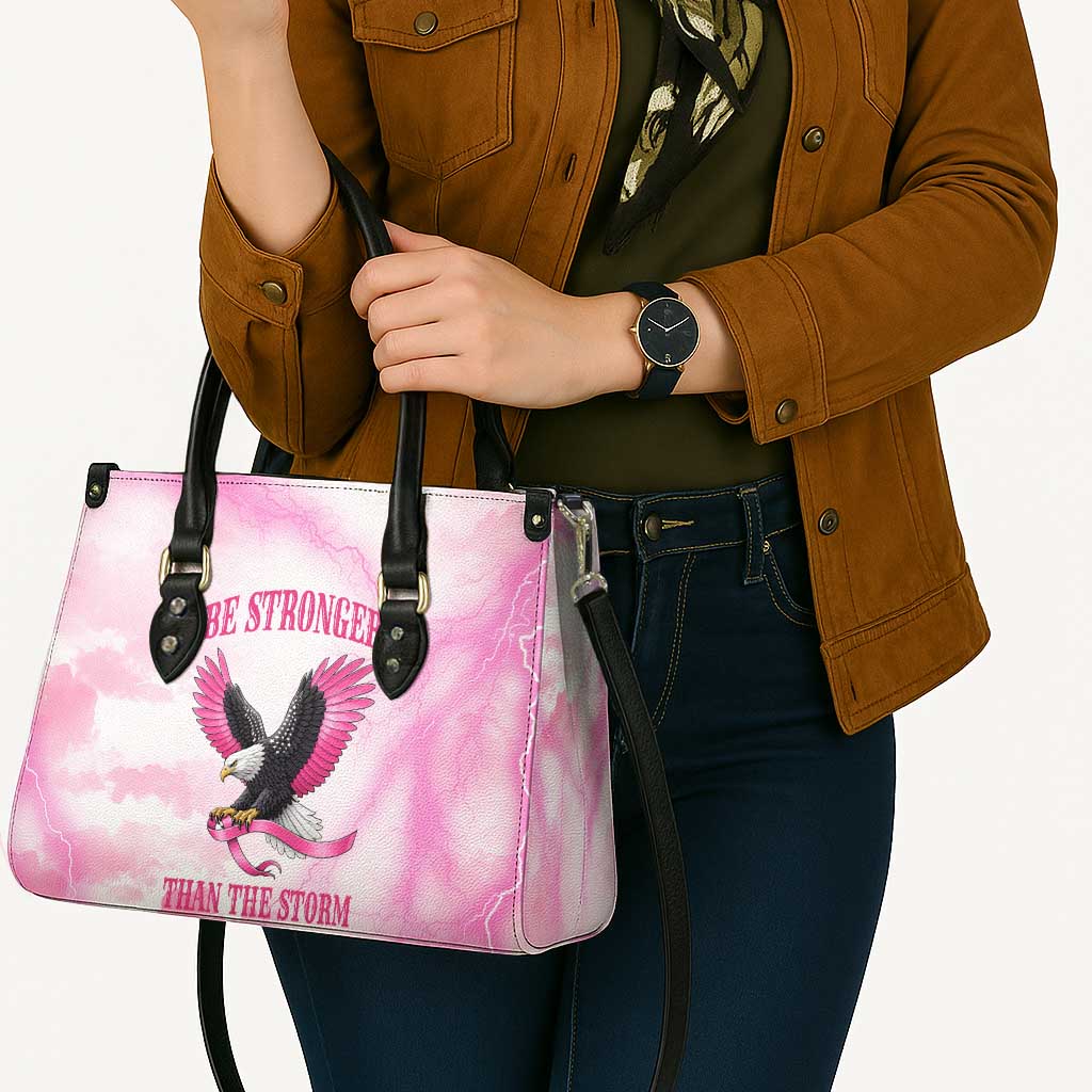 Pink Ribbon American Eagle Leather Bag Breast Cancer Awareness - Be Stronger Than The Storm