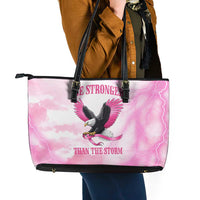 Pink Ribbon American Eagle Leather Tote Bag Breast Cancer Awareness - Be Stronger Than The Storm