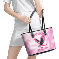 Pink Ribbon American Eagle Leather Tote Bag Breast Cancer Awareness - Be Stronger Than The Storm