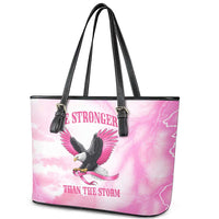 Pink Ribbon American Eagle Leather Tote Bag Breast Cancer Awareness - Be Stronger Than The Storm