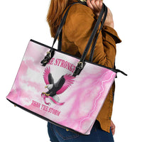 Pink Ribbon American Eagle Leather Tote Bag Breast Cancer Awareness - Be Stronger Than The Storm