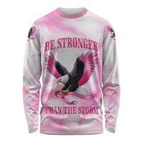 Pink Ribbon American Eagle Long Sleeve Shirt Breast Cancer Awareness - Be Stronger Than The Storm